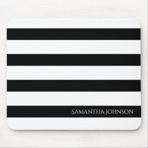 Tapis De Souris Simples rayures noir et blanc