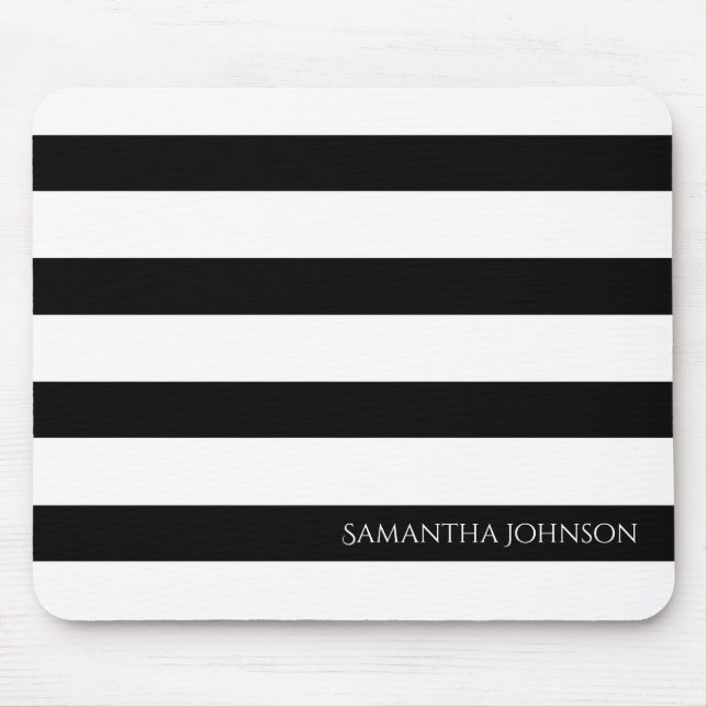 Tapis De Souris Simples rayures noir et blanc (Devant)