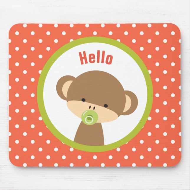 Tapis De Souris Singe de bébé mignonne avec une Pacificateur en Po (Devant)