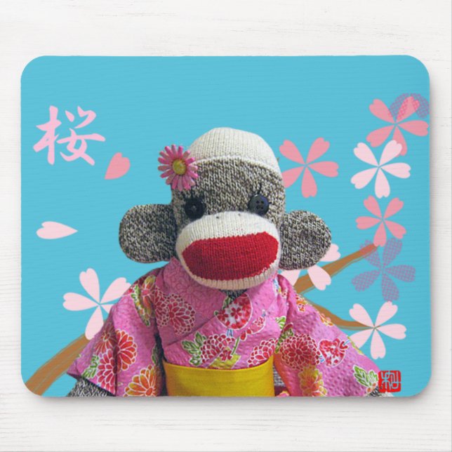 Tapis De Souris Singe Mousepad de chaussette de Sakura (Devant)