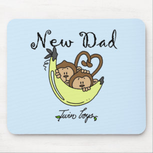 Tapis De Souris Singes Papa de jumeaux T-shirts et cadeaux