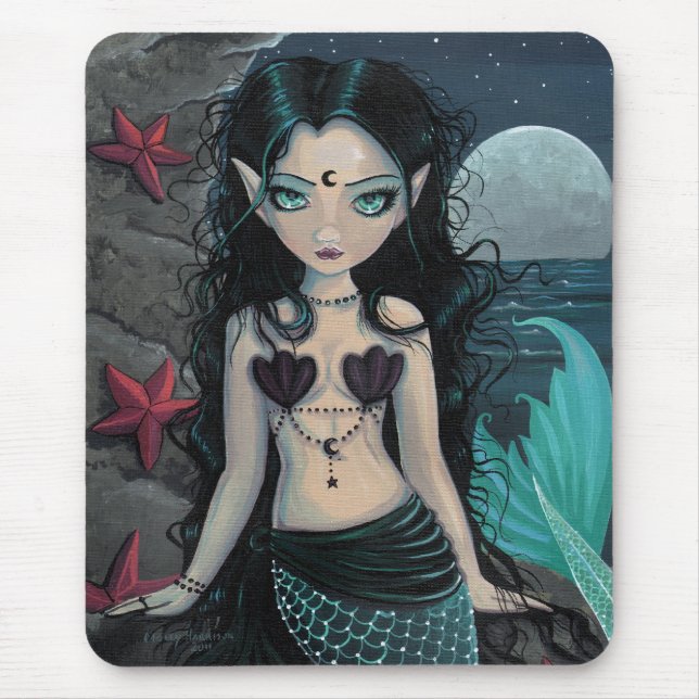 Tapis De Souris Sirène de perle foncée Mousepad (Devant)