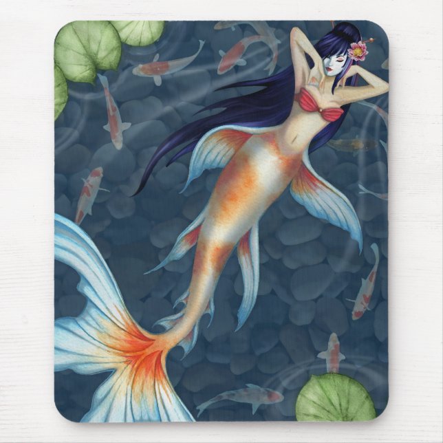 Tapis De Souris Sirène Mousepad de geisha de Koi (Devant)