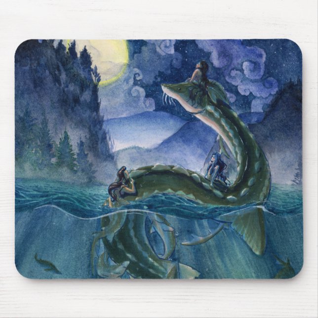 Tapis De Souris Sirènes et serpent Mousepad de rivière (Devant)
