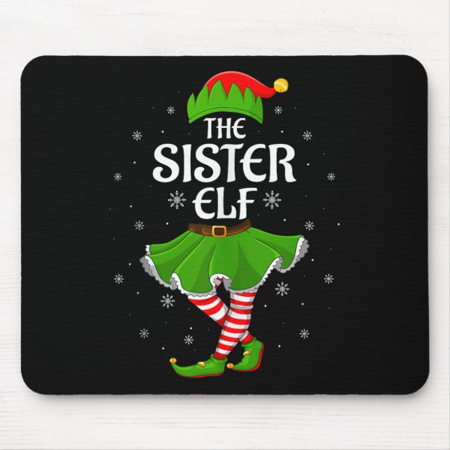 Tapis De Souris Sister Elf Christmas Family Girls Women Elf Squad  (Devant)