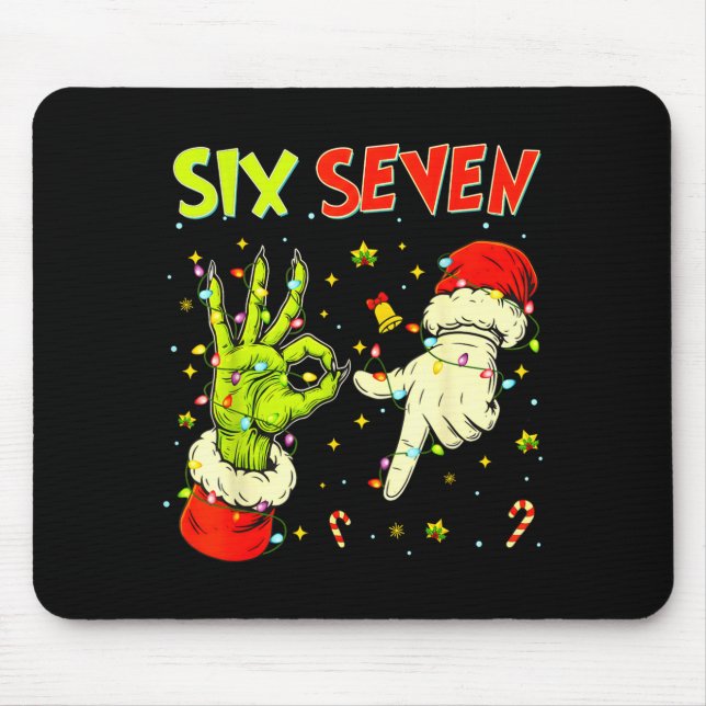 Tapis De Souris Six Seven 67 Funny Hand-sign Christmas Meme  (Devant)