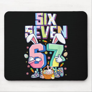 Tapis De Souris Six seven mème 67 brainrot drôle lapin de Pâques h