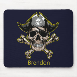 Tapis De Souris Skateboard Black Pirate Drapeau Croix Bones