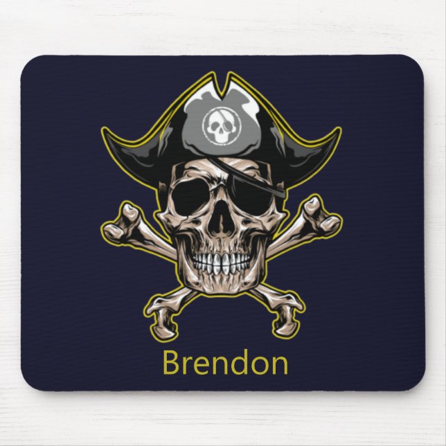 Tapis De Souris Skateboard Black Pirate Drapeau Croix Bones (Devant)