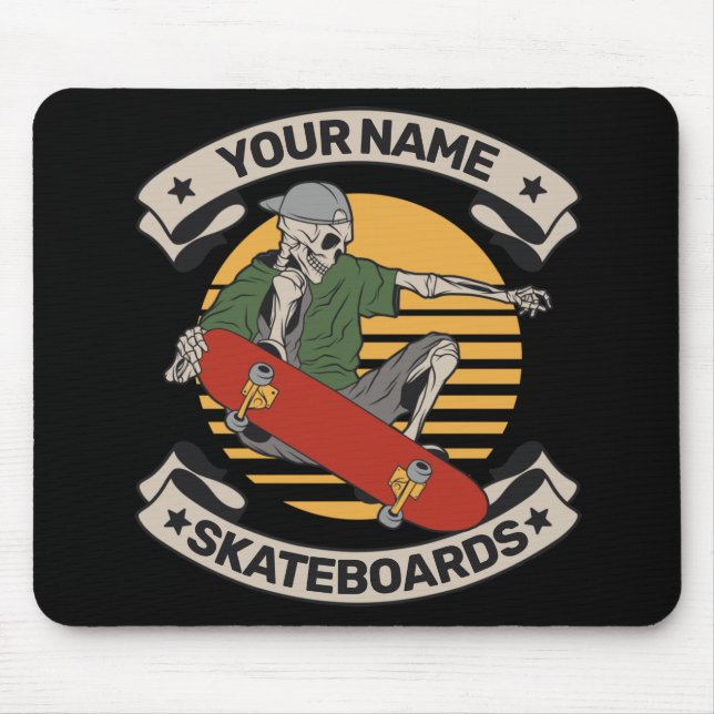Tapis De Souris Skateboard personnalisé Nez Grab Skeleton Skeleton (Devant)