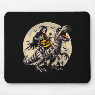 Tapis De Souris Skeleton équitation maman Dinosaur T Rex Citrouill