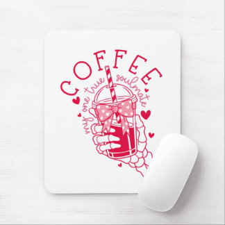 Tapis De Souris Skeleton Hand Coffee Red Hearts Gothic