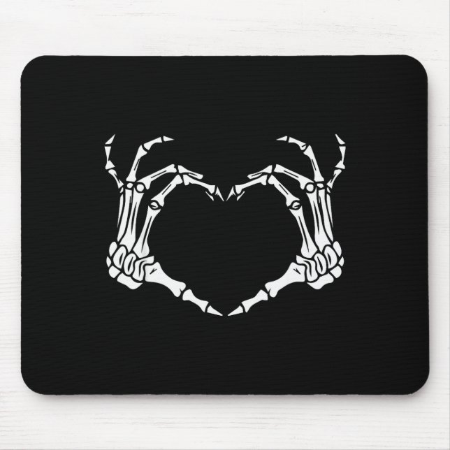Tapis De Souris Skeleton Hand Heart Halloween Funny Bones Love  (Devant)
