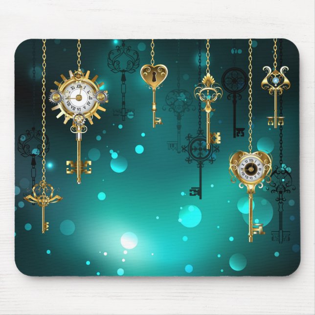 Tapis De Souris Skeleton Keys on Green Background (Devant)