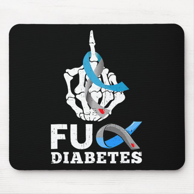 Tapis De Souris Skeleton Main Fck Diabète Blue Ribbon Sensibilisat (Devant)
