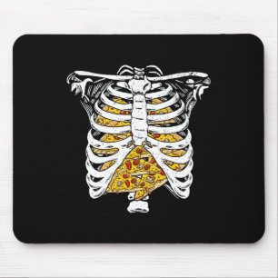 Tapis De Souris Skeleton Rib Cage Avec Pizzas Joyeux Halloween Jou