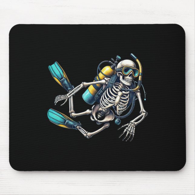 Tapis De Souris Skeleton Scu Diving Halloween Skeleton Scu Diver (Devant)