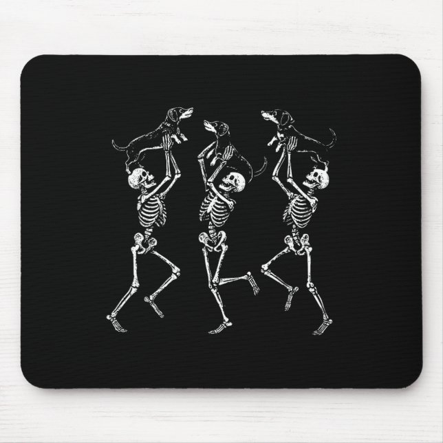 Tapis De Souris Skeletons Dansants Rétro Dachshund Cute Halloween  (Devant)