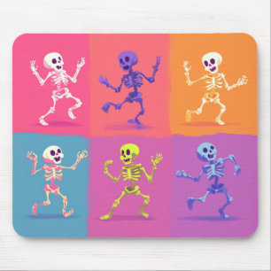 Tapis De Souris Skeletons de danse disco colorés - Mousepad