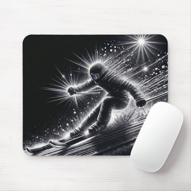 Tapis De Souris Ski De Descente Avec Pistes Légères (Avec souris)