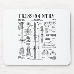 Tapis De Souris Ski de fond Ski nordique Ski Vintage Brevet Ski