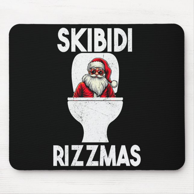 Tapis De Souris Skibidi Rizzmas Funny Toilet Santa Claus Christmas (Devant)