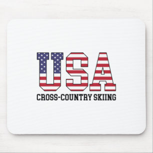 Tapis De Souris Skieur Drapeau Usa - Ski De Fond Américain Usa