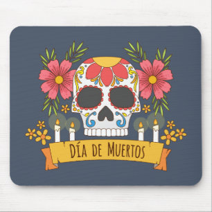 Tapis De Souris Skull Dia de los Muertos floral   Mousepad