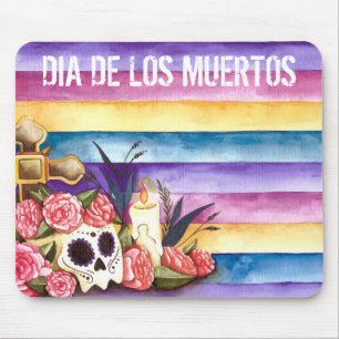 Tapis De Souris Skull Dia de los Muertos floral   Mousepad