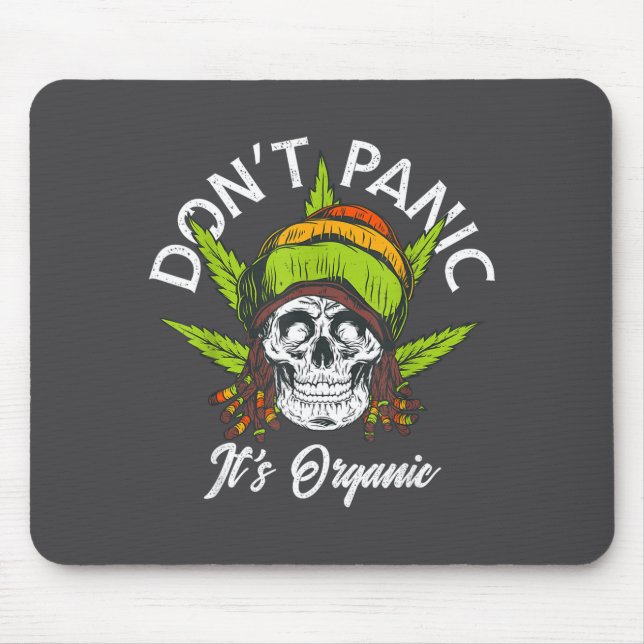 Tapis De Souris Skull Jamaica Rasta Funny Don´t Panic It´s Organic (Devant)