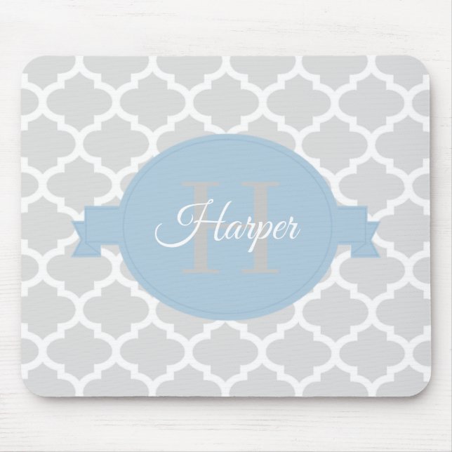 Tapis De Souris Sky Blue Quatrefoil Personnalisé (Devant)