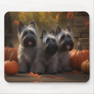 Tapis De Souris Skye Terrier Chiot Automne Citrouille délice