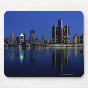 Tapis De Souris Skyline de Détroit la nuit