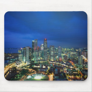 Tapis De Souris Skyline de Singapour la nuit, Singapour