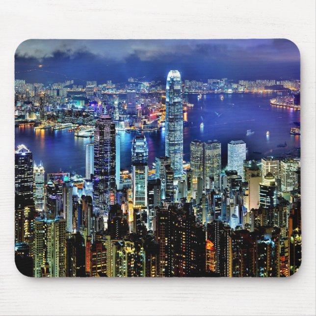 Tapis De Souris Skyline nocturne de Hong Kong (Devant)