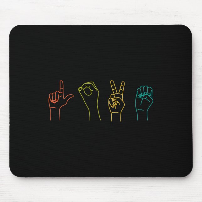 Tapis De Souris Sl Langue des signes Alphabet Valentines Jour Ide  (Devant)