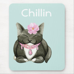 Tapis De Souris Sleepy Cute Tuxedo Cat Mousepad