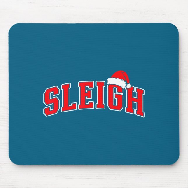 Tapis De Souris Sleigh Christmas Varsity Text With Santa Hat Famil (Devant)