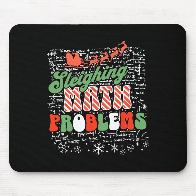 Tapis De Souris Sleighing Math Problem Math Enseignant Noël (Devant)