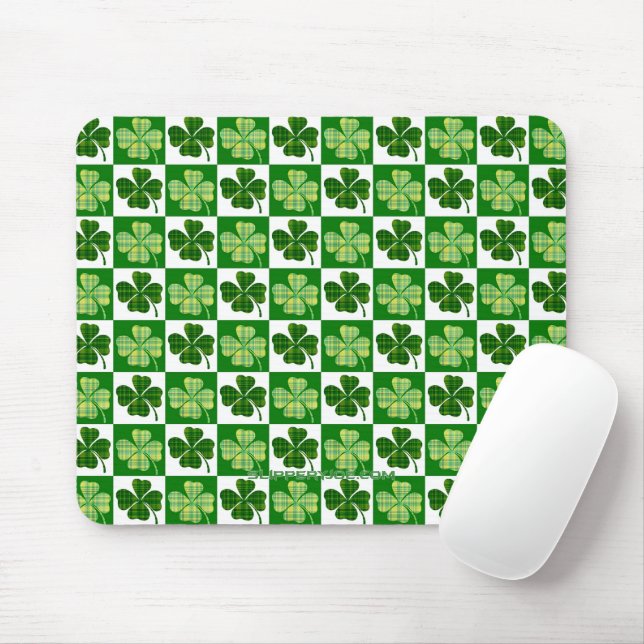 Tapis De Souris SlipperyJoe's Green four-leaf clovers Saint Patric (Avec souris)