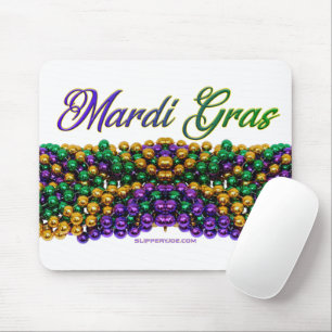 Tapis De Souris SlipperyJoe's Mardi Gras Colliers en perles violet
