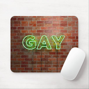 Tapis De Souris SlipperyJoe's neon Gay Sign mot de mur en briques 