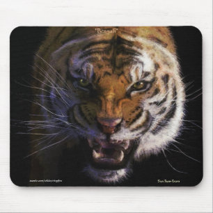 Tapis De Souris Snarling Bengale Tiger Beaux Art Faune Mousepad
