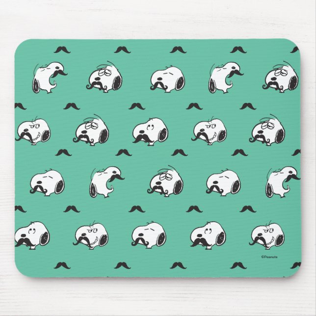 Tapis De Souris Snoopy Moustaches et Motif Turquoise (Devant)