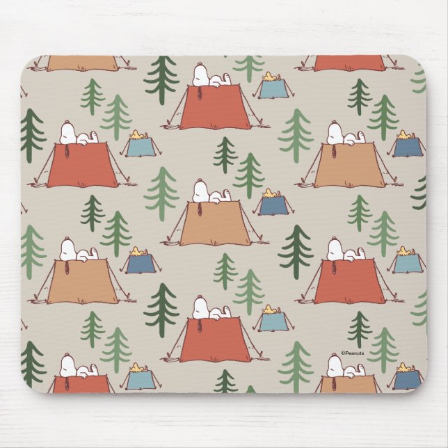 Tapis De Souris Snoopy & Woodstock Go Camping Motif (Devant)