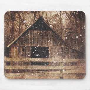 Tapis De Souris Snow Country rural Old Barn