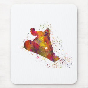 Tapis De Souris snowboard en acuarela
