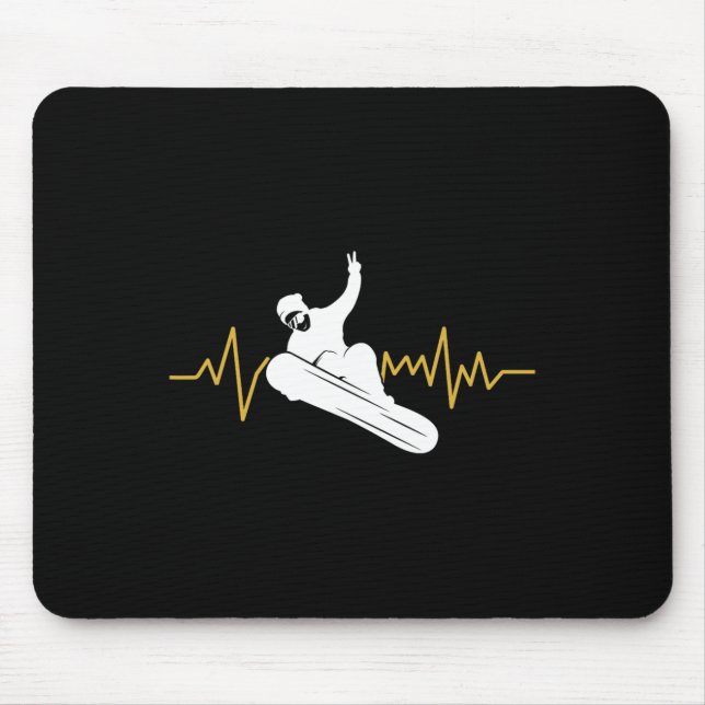 Tapis De Souris Snowboard Heartbeat Ekg Snowboard 1 (Devant)