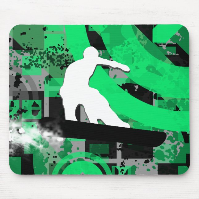 Tapis De Souris snowboard. piste en poudre. (Devant)