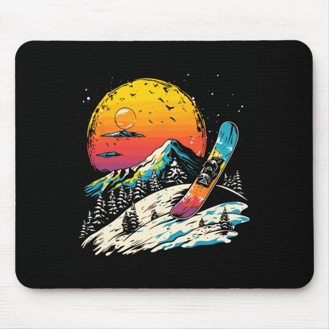 Tapis De Souris Snowboard Portrait Sports d'hiver (Devant)
